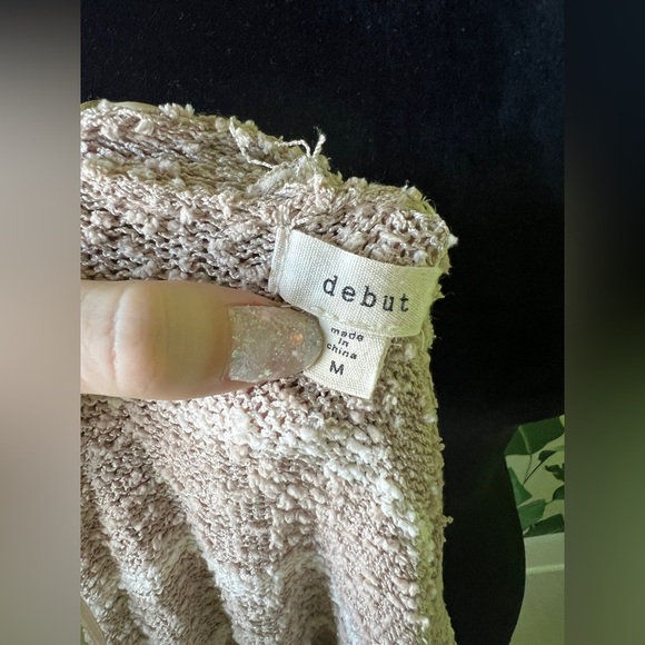 Debut Womens Brown Cream Striped Cardigan Sweater Long Length Medium - Picture 5 of 5